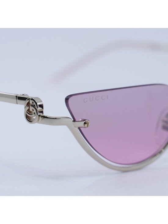 Gucci GG1603S 003 Sunglasses Gold Cat Eye Frame, Mirrored Violet Lenses main image 12